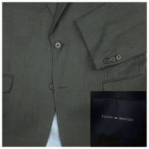 Tommy Hilfiger Suit Mens 38R/33S Modern Fit Wool 2 Piece Melange Pinstripe Gray